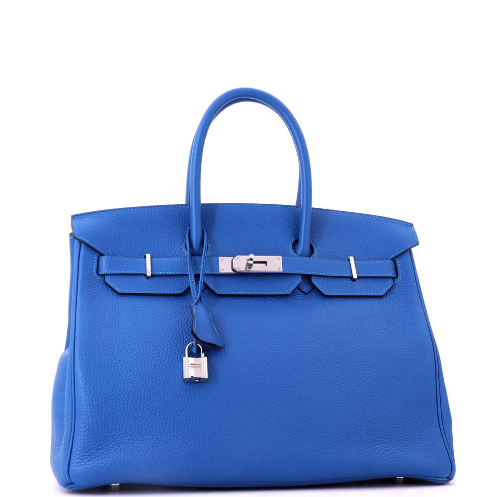 Hermes Birkin 35 Blue Clemence with Palladium Hardware - Picture 2 of 8